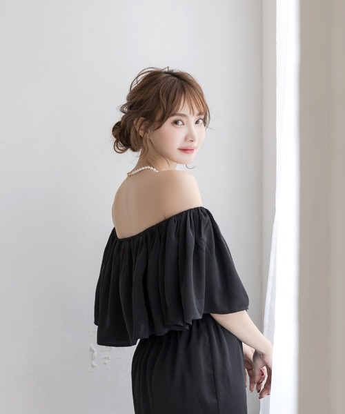 Julia Boutique(ジュリアブティック)の「柄&無地フリルオフショルマーメイドワンピース/24055(ワンピース・レディース・ホワイト/ホワイト系/ブラック・ONE)」の22枚目の写真