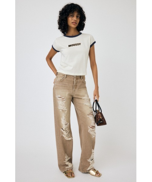 MOUSSY（マウジー）の「MOUSSY RINGER TINY Tシャツ（Tシャツ/カットソー・レディース・ブルー/ブラック/オフホワイト・FREE）」の9枚目の写真