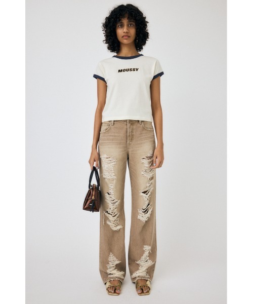 MOUSSY（マウジー）の「MOUSSY RINGER TINY Tシャツ（Tシャツ/カットソー・レディース・ブルー/ブラック/オフホワイト・FREE）」の8枚目の写真