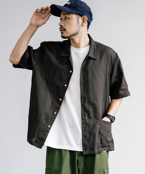 KRIFF MAYER(クリフメイヤー)の「KRIFF MAYER クリフメイヤー BUGPROOF防蚊メッシュオープンカラーシャツ 2345115(シャツ/ブラウス・メンズ・ベージュ/マルチ/ブラウン/オリーブ/チャコールグレー・L/XL/M)」の3枚目の写真