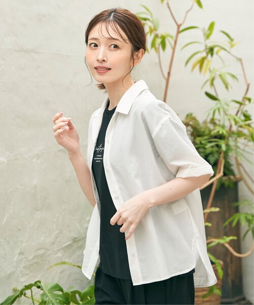 ikka（イッカ）の「涼やかオープンカラーシャツ（シャツ/ブラウス