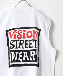 VISION STREET WEAR（ヴィジョンストリートウェア）の「VISION STREET WEAR/ビジョンストリートウエア フロント英字ロゴ バックBOXロゴプリントノースリーブTシャツ レディース メンズ（タンクトップ・メンズ）」