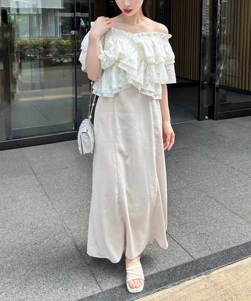 one after another NICE CLAUP（ワンアフターアナザーナイスクラップ）の「フリルブラウスセットキャミワンピース（ワンピース・レディース・ベージュ/ブラック/チャコールグレー・FREE）」の10枚目の写真