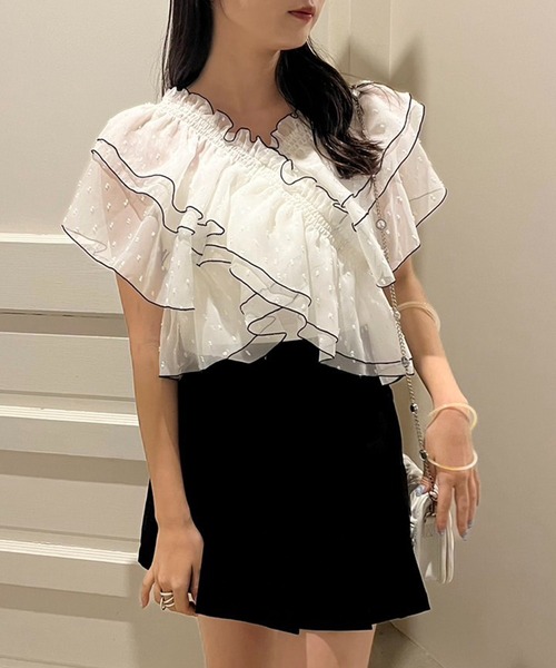 one after another NICE CLAUP（ワンアフターアナザーナイスクラップ）の「フリルブラウスセットキャミワンピース（ワンピース・レディース・ベージュ/ブラック/チャコールグレー・FREE）」の15枚目の写真