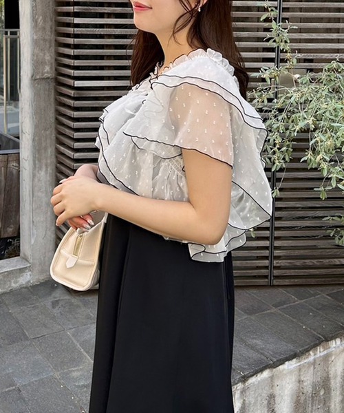 one after another NICE CLAUP（ワンアフターアナザーナイスクラップ）の「フリルブラウスセットキャミワンピース（ワンピース・レディース・ベージュ/ブラック/チャコールグレー・FREE）」の7枚目の写真