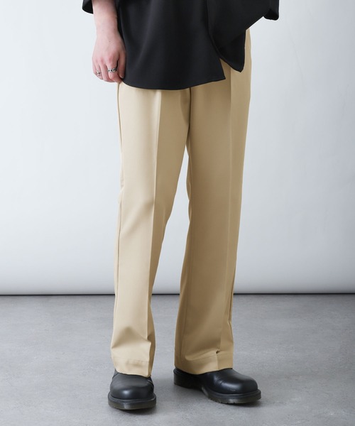 ZIP FIVE（ジップファイブ）の「【ZIP FIVE】センタープレス ドレープ ポリトロ テーパード フレアパンツ / フレア スラックス（スラックス・メンズ・ブラック/グレイッシュベージュ/オリーブ/オフホワイト/ネイビー/チャコール/ベージュ/インディゴブルー・MEDIUM/LARGE/X-LARGE）」の5枚目の写真