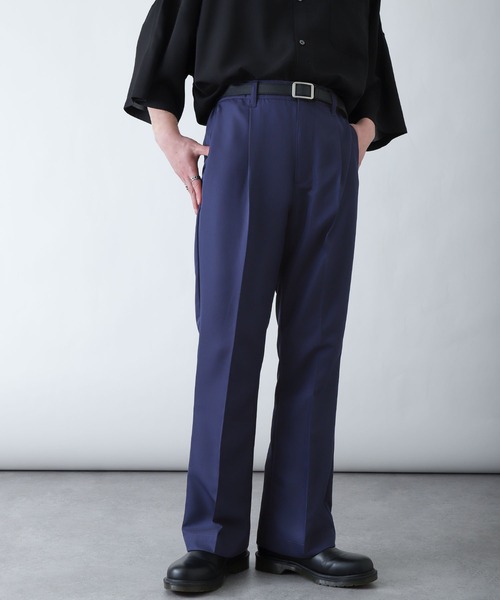 ZIP FIVE（ジップファイブ）の「【ZIP FIVE】センタープレス ドレープ ポリトロ テーパード フレアパンツ / フレア スラックス（スラックス・メンズ・ブラック/グレイッシュベージュ/オリーブ/オフホワイト/ネイビー/チャコール/ベージュ/インディゴブルー・MEDIUM/LARGE/X-LARGE）」の7枚目の写真