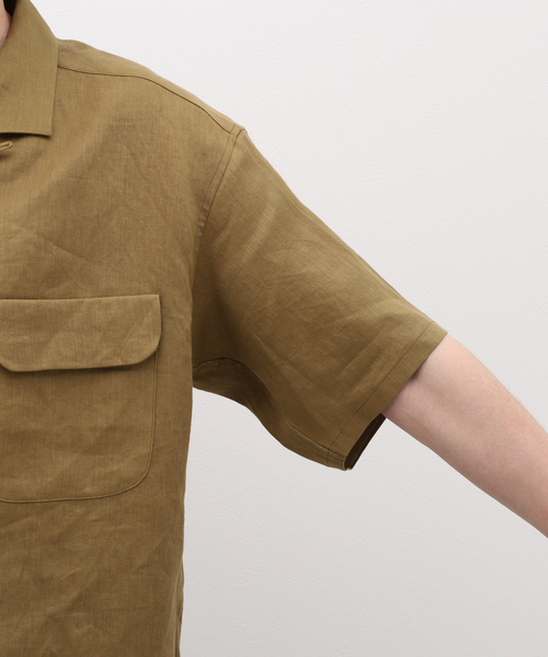 Nigel Cabourn(ナイジェルケーボン)の「NIGEL CABOURN / ナイジェルケーボン OPEN COLLAR SHIRT LINEN TW(シャツ/ブラウス・メンズ・チャコールグレー/ベージュ・48/50)」の11枚目の写真