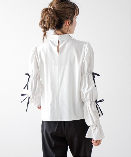 AMELY（エミリー）の「リボンキャンデースリーブ ブラウス（シャツ/ブラウス・レディース・ブラック/ホワイト・フリー）」の16枚目の写真
