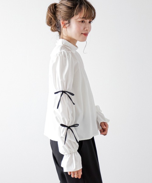 AMELY（エミリー）の「リボンキャンデースリーブ ブラウス（シャツ/ブラウス・レディース・ブラック/ホワイト・フリー）」の17枚目の写真