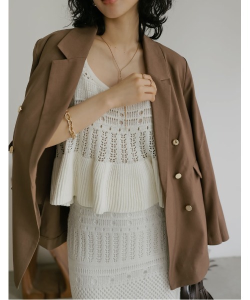 Cen. リネンライク リボンジャケット ベージュ Cen. リネンライク リボンジャケット ベージュ Cen. リネン