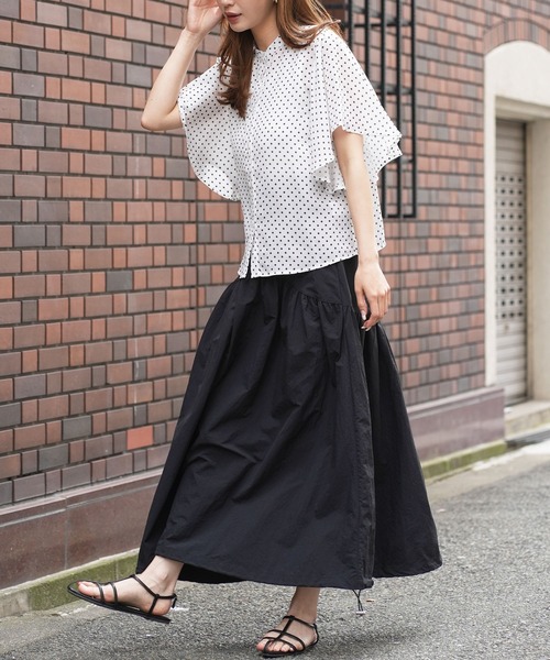 mili an deni（ミリアンデニ）の「ドット袖フリルブラウス（シャツ/ブラウス・レディース・ブラック/オフホワイト・M）」の15枚目の写真