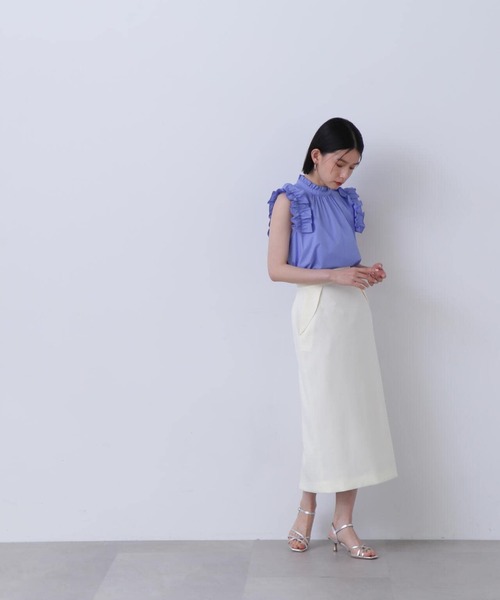 N.（N. Natural Beauty Basic）（エヌエヌナチュラルビューティーベーシック）の「◆フラップデザイン麻調タイトスカート（スカート・レディース・ホワイト/カーキブラウン/ピンク・SMALL/MEDIUM）」の7枚目の写真