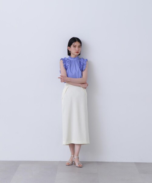 N.（N. Natural Beauty Basic）（エヌエヌナチュラルビューティーベーシック）の「◆フラップデザイン麻調タイトスカート（スカート・レディース・ホワイト/カーキブラウン/ピンク・SMALL/MEDIUM）」の8枚目の写真