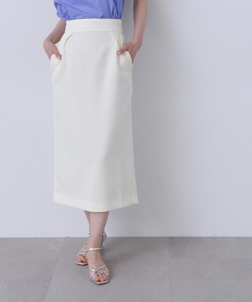 N.（N. Natural Beauty Basic）（エヌエヌナチュラルビューティーベーシック）の「◆フラップデザイン麻調タイトスカート（スカート・レディース・ホワイト/カーキブラウン/ピンク・SMALL/MEDIUM）」の9枚目の写真