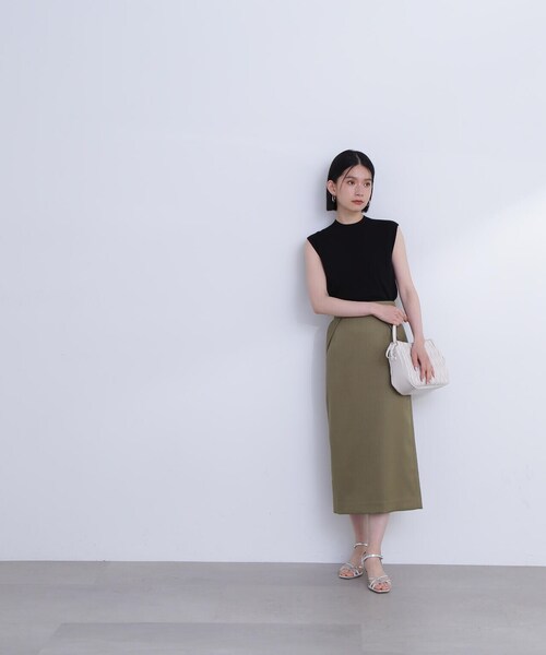 N.（N. Natural Beauty Basic）（エヌエヌナチュラルビューティーベーシック）の「◆フラップデザイン麻調タイトスカート（スカート・レディース・ホワイト/カーキブラウン/ピンク・SMALL/MEDIUM）」の10枚目の写真