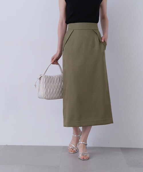 N.（N. Natural Beauty Basic）（エヌエヌナチュラルビューティーベーシック）の「◆フラップデザイン麻調タイトスカート（スカート・レディース・ホワイト/カーキブラウン/ピンク・SMALL/MEDIUM）」の11枚目の写真