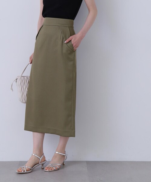 N.（N. Natural Beauty Basic）（エヌエヌナチュラルビューティーベーシック）の「◆フラップデザイン麻調タイトスカート（スカート・レディース・ホワイト/カーキブラウン/ピンク・SMALL/MEDIUM）」の12枚目の写真
