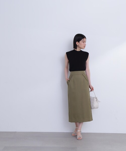 N.（N. Natural Beauty Basic）（エヌエヌナチュラルビューティーベーシック）の「◆フラップデザイン麻調タイトスカート（スカート・レディース・ホワイト/カーキブラウン/ピンク・SMALL/MEDIUM）」の14枚目の写真