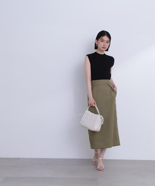 N.（N. Natural Beauty Basic）（エヌエヌナチュラルビューティーベーシック）の「◆フラップデザイン麻調タイトスカート（スカート・レディース・ホワイト/カーキブラウン/ピンク・SMALL/MEDIUM）」の15枚目の写真