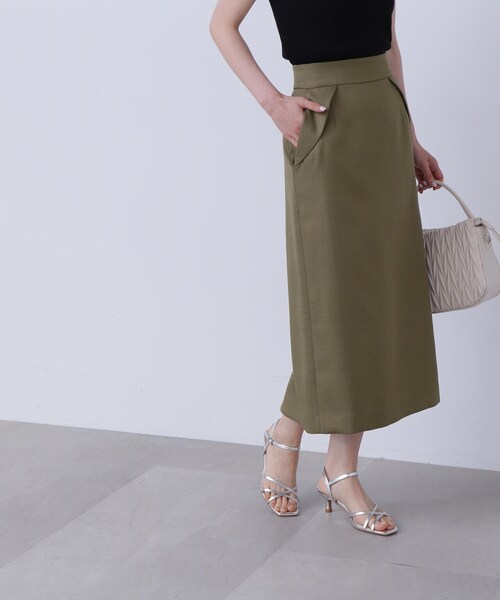 N.（N. Natural Beauty Basic）（エヌエヌナチュラルビューティーベーシック）の「◆フラップデザイン麻調タイトスカート（スカート・レディース・ホワイト/カーキブラウン/ピンク・SMALL/MEDIUM）」の16枚目の写真