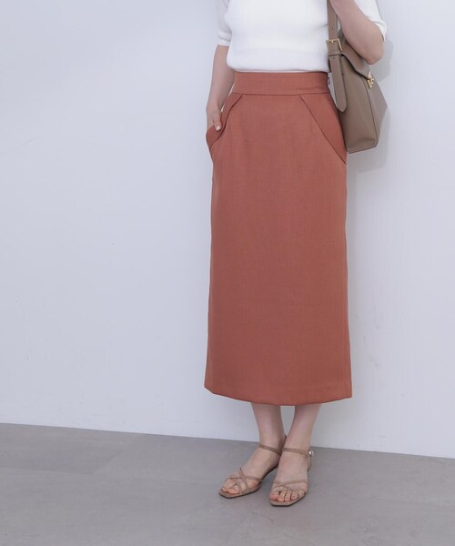 N.（N. Natural Beauty Basic）（エヌエヌナチュラルビューティーベーシック）の「◆フラップデザイン麻調タイトスカート（スカート・レディース・ホワイト/カーキブラウン/ピンク・SMALL/MEDIUM）」の18枚目の写真