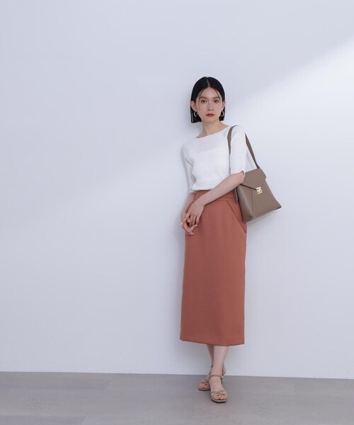 N.（N. Natural Beauty Basic）（エヌエヌナチュラルビューティーベーシック）の「◆フラップデザイン麻調タイトスカート（スカート・レディース・ホワイト/カーキブラウン/ピンク・SMALL/MEDIUM）」の19枚目の写真