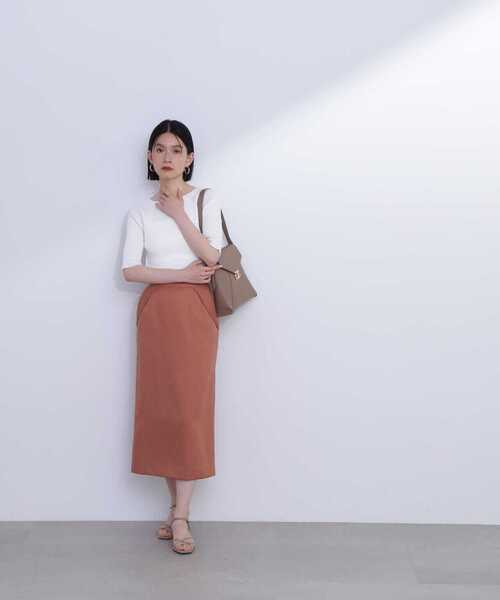 N.（N. Natural Beauty Basic）（エヌエヌナチュラルビューティーベーシック）の「◆フラップデザイン麻調タイトスカート（スカート・レディース・ホワイト/カーキブラウン/ピンク・SMALL/MEDIUM）」の21枚目の写真