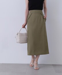 ◆フラップデザイン麻調タイトスカート