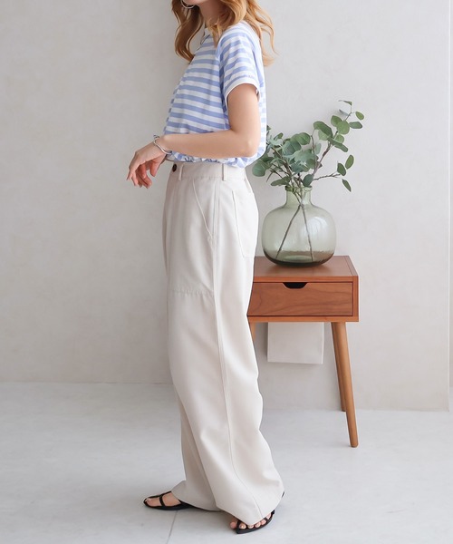 Social GIRL(ソーシャルガール)の「綿100% モックネックラグランTシャツ 無地/ボーダー(Tシャツ/カットソー・レディース・ネイビー/カーキ/ブラック/グレイッシュベージュ/オフホワイト/ブルー/ブラック系その他・FREE)」の12枚目の写真