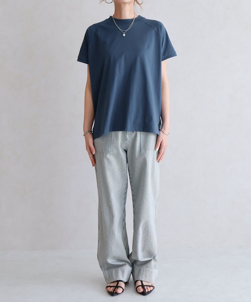 Social GIRL(ソーシャルガール)の「綿100% モックネックラグランTシャツ 無地/ボーダー(Tシャツ/カットソー・レディース・ネイビー/カーキ/ブラック/グレイッシュベージュ/オフホワイト/ブルー/ブラック系その他・FREE)」の18枚目の写真