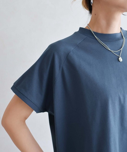 Social GIRL(ソーシャルガール)の「綿100% モックネックラグランTシャツ 無地/ボーダー(Tシャツ/カットソー・レディース・ネイビー/カーキ/ブラック/グレイッシュベージュ/オフホワイト/ブルー/ブラック系その他・FREE)」の14枚目の写真