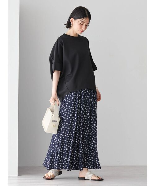 B6914■美品■23区 ウォッシャブル 総柄 シフォン ギャザースカート 36 STORY掲載】【ウォッシャブル】ソフトチュールギャザーフレア