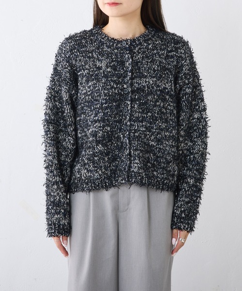PUAL CE CIN（ピュアルセシン）の「【24AW】異素材MIXリボンテープヤーン カーディガン（カーディガン/ボレロ・レディース・アイボリー/ネイビー・FREE）」の9枚目の写真