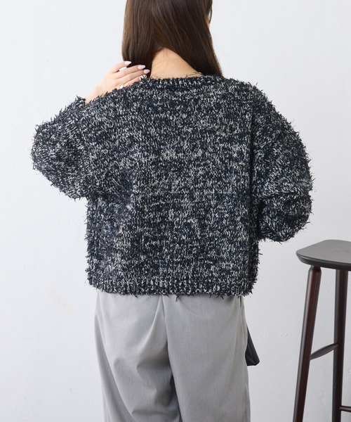 PUAL CE CIN（ピュアルセシン）の「【24AW】異素材MIXリボンテープヤーン カーディガン（カーディガン/ボレロ・レディース・アイボリー/ネイビー・FREE）」の5枚目の写真