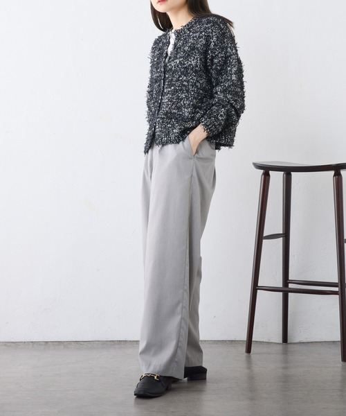 PUAL CE CIN（ピュアルセシン）の「【24AW】異素材MIXリボンテープヤーン カーディガン（カーディガン/ボレロ・レディース・アイボリー/ネイビー・FREE）」の8枚目の写真