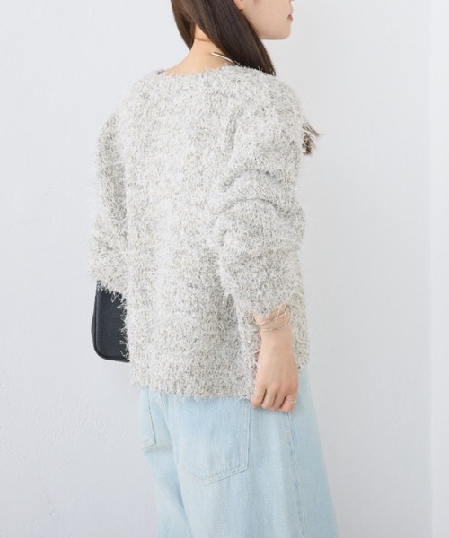 PUAL CE CIN（ピュアルセシン）の「【24AW】異素材MIXリボンテープヤーン カーディガン（カーディガン/ボレロ・レディース・アイボリー/ネイビー・FREE）」の17枚目の写真