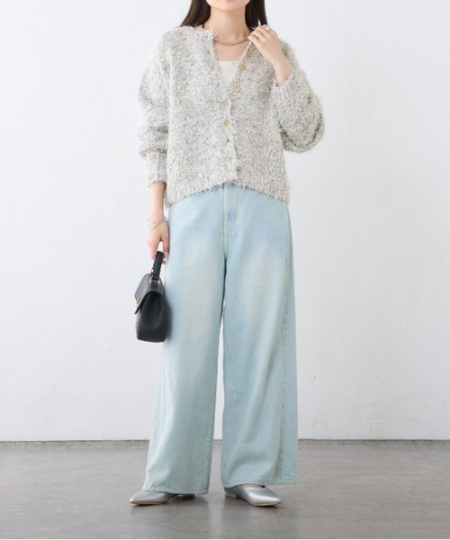 PUAL CE CIN（ピュアルセシン）の「【24AW】異素材MIXリボンテープヤーン カーディガン（カーディガン/ボレロ・レディース・アイボリー/ネイビー・FREE）」の20枚目の写真