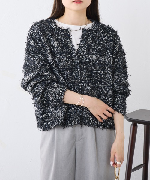 PUAL CE CIN（ピュアルセシン）の「【24AW】異素材MIXリボンテープヤーン カーディガン（カーディガン/ボレロ・レディース・アイボリー/ネイビー・FREE）」の22枚目の写真