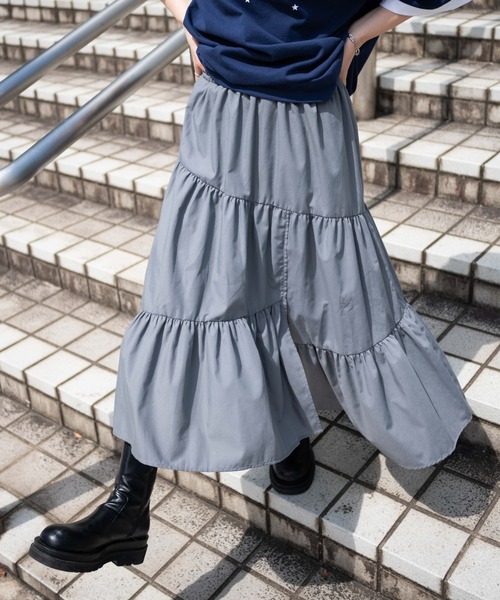 WEGO（ウィゴー）の「WEGO/ランダムフリルロングスカート（スカート・レディース・ブラック/グレー・FREE）」の12枚目の写真