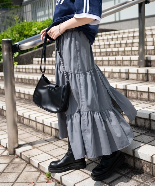 WEGO（ウィゴー）の「WEGO/ランダムフリルロングスカート（スカート・レディース・ブラック/グレー・FREE）」の15枚目の写真
