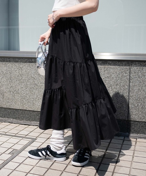 WEGO（ウィゴー）の「WEGO/ランダムフリルロングスカート（スカート・レディース・ブラック/グレー・FREE）」の7枚目の写真