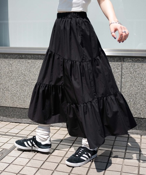 WEGO（ウィゴー）の「WEGO/ランダムフリルロングスカート（スカート・レディース・ブラック/グレー・FREE）」の8枚目の写真