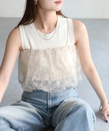 Riberry | 花柄刺繍ボリュームシアービスチェ/キャミ(キャミソール)