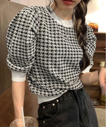 千鳥柄 サマー ニット トップス