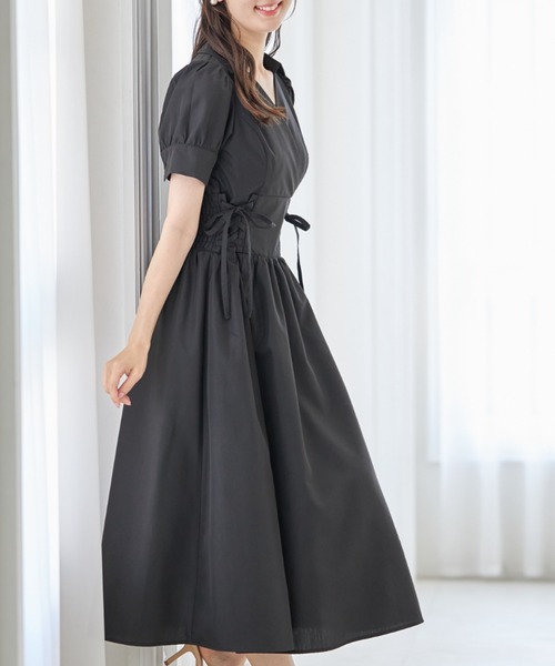 tocco closet(トッコ クローゼット)の「ウエストレースアップカシュクールワンピース(ワンピース・レディース・ピンク/ブラック/ブルー・M)」の4枚目の写真