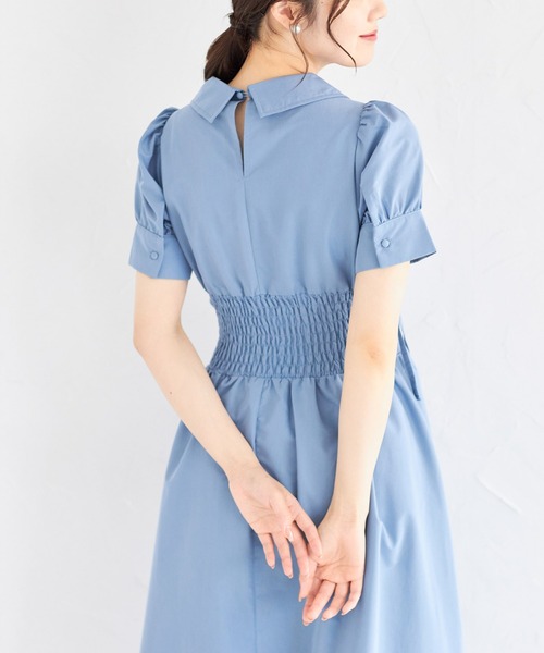 tocco closet(トッコ クローゼット)の「ウエストレースアップカシュクールワンピース(ワンピース・レディース・ピンク/ブラック/ブルー・M)」の11枚目の写真