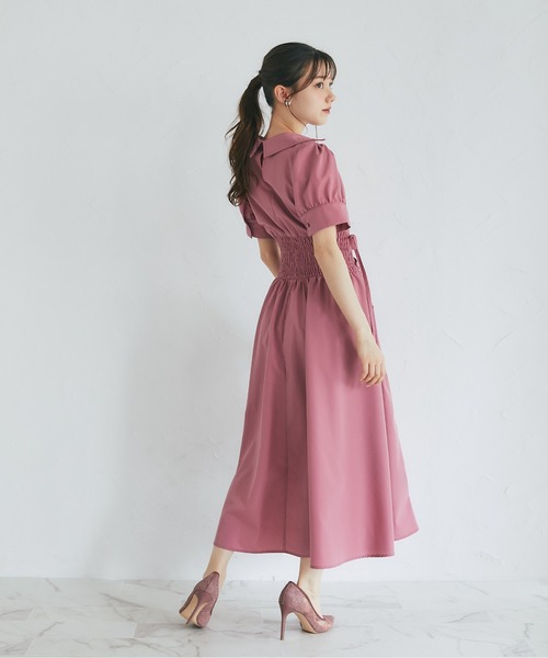 tocco closet(トッコ クローゼット)の「ウエストレースアップカシュクールワンピース(ワンピース・レディース・ピンク/ブラック/ブルー・M)」の19枚目の写真