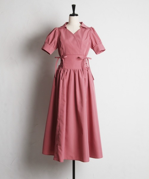 tocco closet(トッコ クローゼット)の「ウエストレースアップカシュクールワンピース(ワンピース・レディース・ピンク/ブラック/ブルー・M)」の22枚目の写真