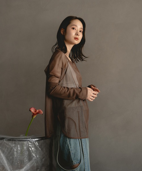 mideal(マイディール)の「sheer sleeve tops / シアースリーブトップス(Tシャツ/カットソー・レディース・ブラウン/アイボリー・FREE)」の13枚目の写真